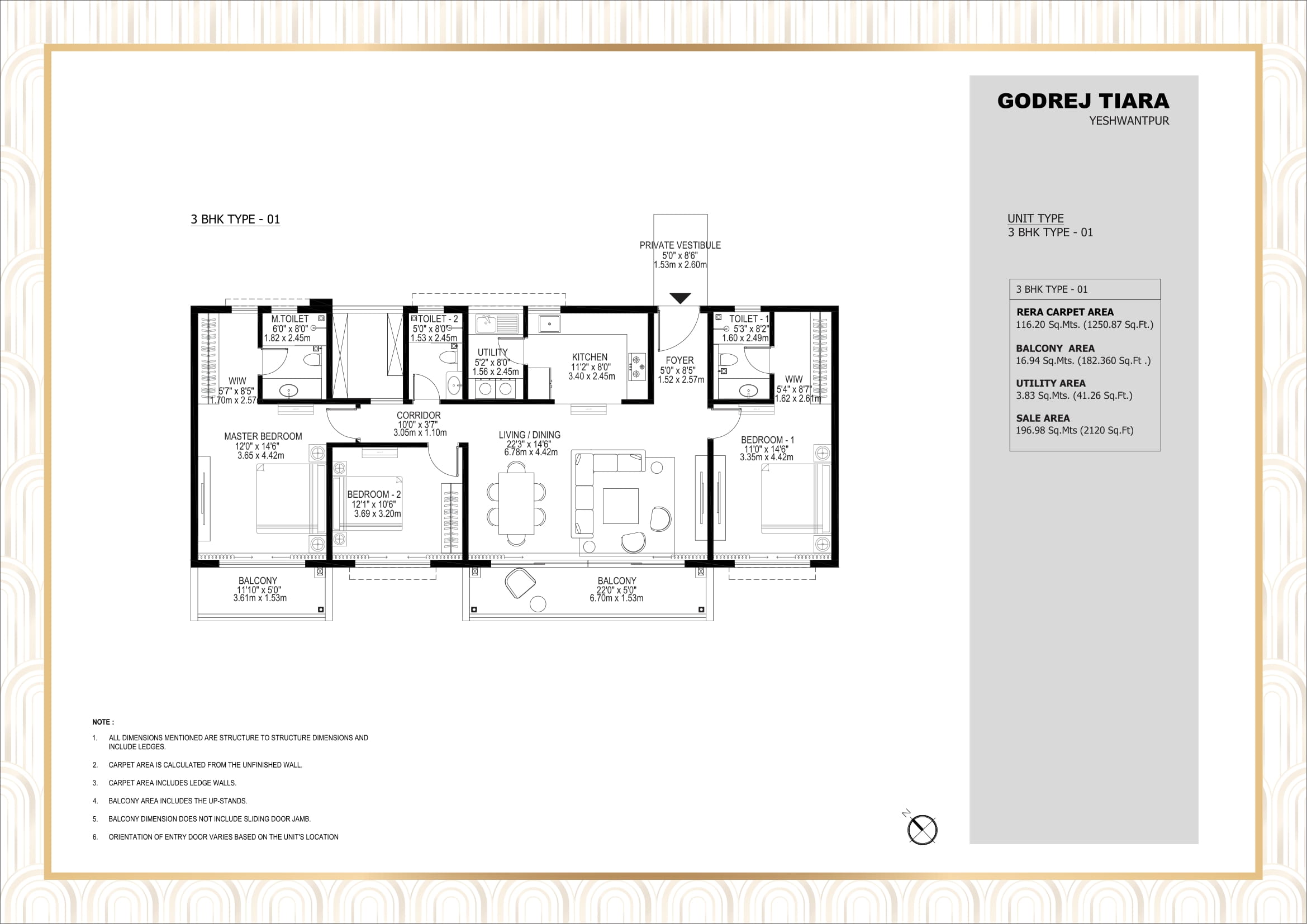 Godrej Tiara 3 BHK Floor Plan